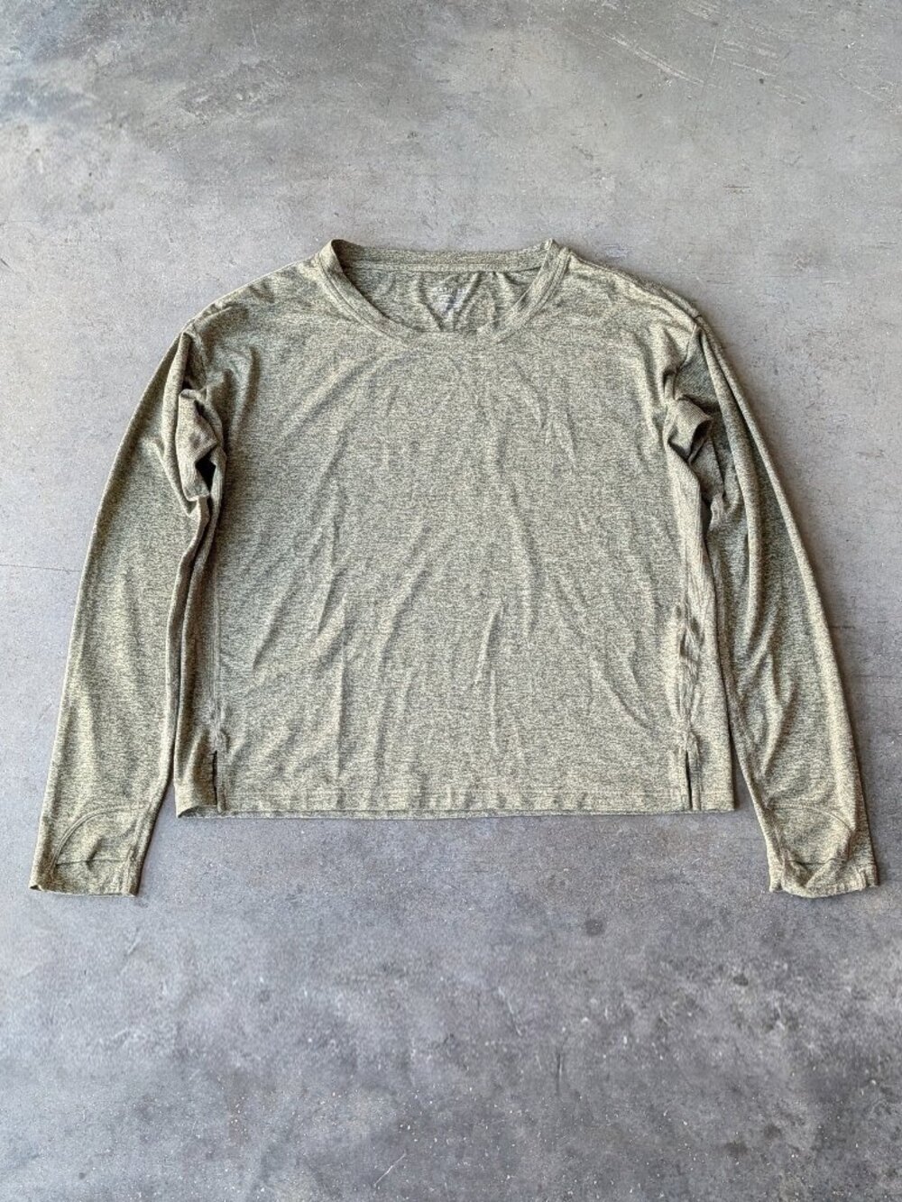 Athleta Heathered Green Long Sleeve Cropped Uptempo Top small